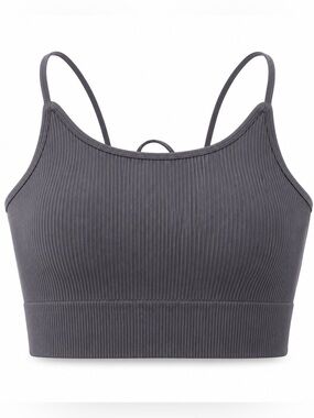 HALARA Ribbed Strappy Sports Bra in Dark Gray